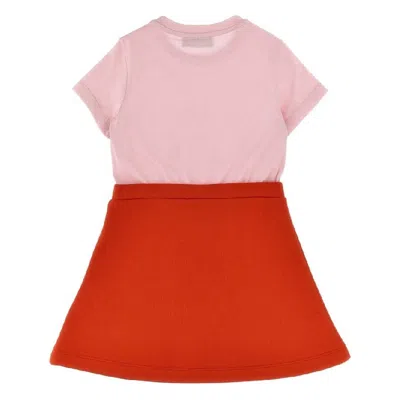 Young Versace Short Sleeve Floral Cotton Dress In Pink