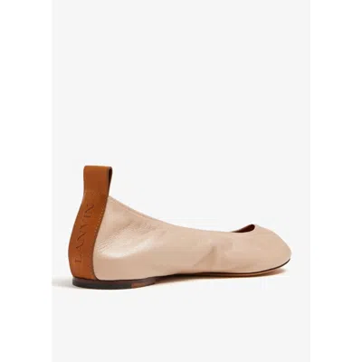 Lanvin The Leather Ballerina Flats In Neutral