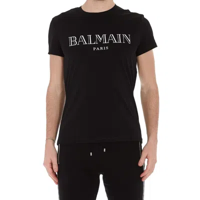 Balmain Paris Logo Embossed Cotton T-shirt In Black