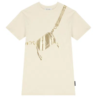 Marc Jacobs Little  Short Sleeve Cotton Dress In Neutral