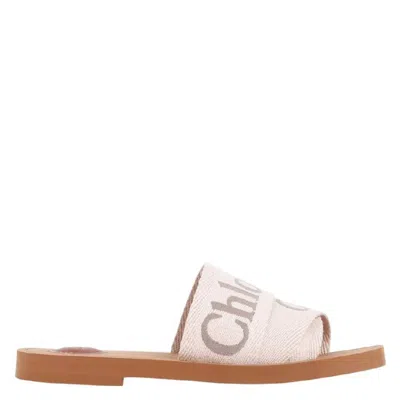 Chloé X High Summer Woody Embroidered Logo Flat Sandals In Multi