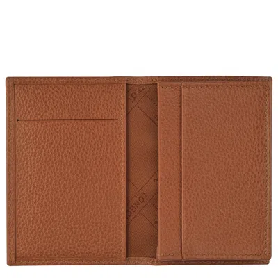 Longchamp Leather Card Holder In Brown