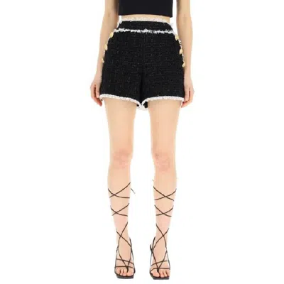 Balmain Button Embellished Tweed Shorts In Multi