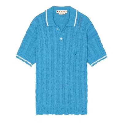 Marni Short Sleeve Polo Shirt In Blue