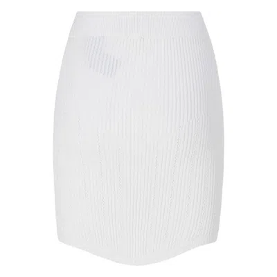 Balmain Button Embellished Mini Knit Skirt In White