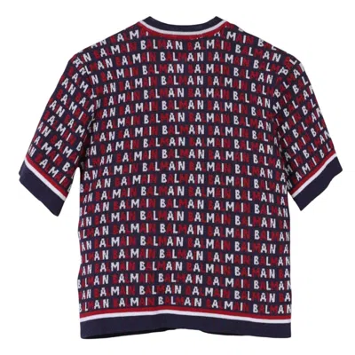 Balmain Monogram Pattern Knit Sweater In Blue