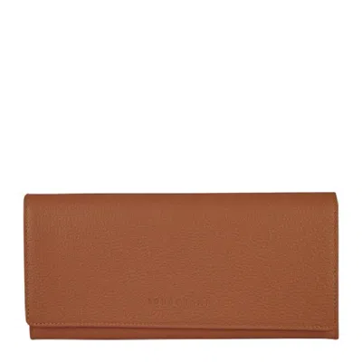 Longchamp Continental Leather Wallet In Brown