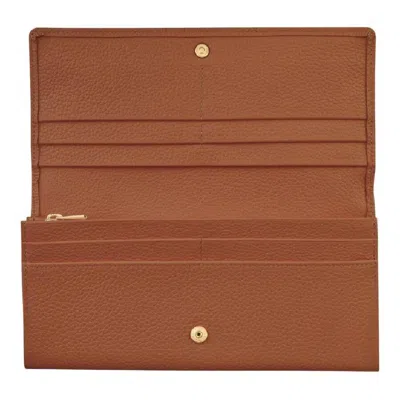 Longchamp Continental Leather Wallet In Brown