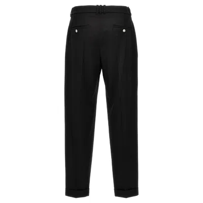 Balmain Embroidered Crepe Straight-leg Tailored Trousers In Black