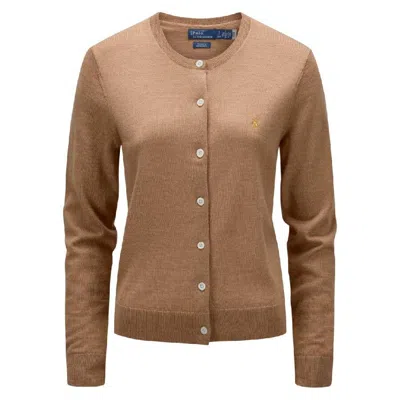 Polo Ralph Lauren Long Sleeve Cardigan In Brown