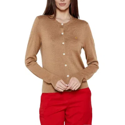 Polo Ralph Lauren Long Sleeve Cardigan In Brown
