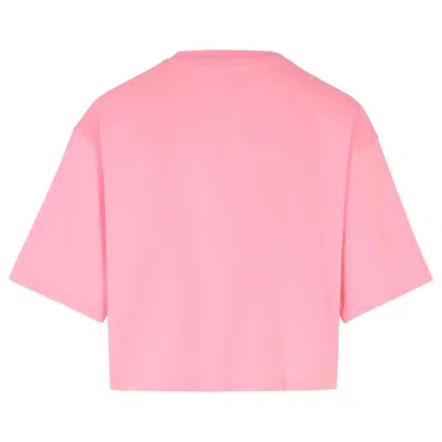 Balmain Logo Embossed Cropped T Shirt In Pink