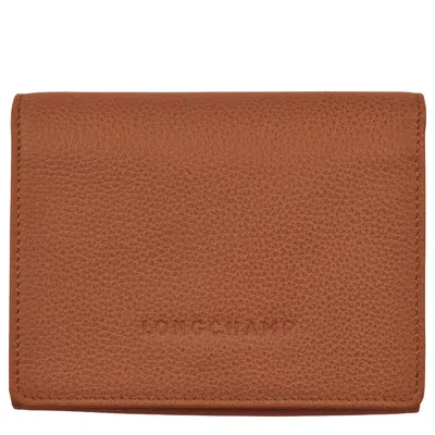 Longchamp Compact Leather Wallet In Brown
