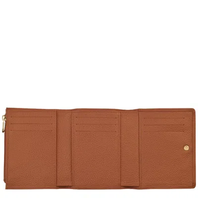 Longchamp Compact Leather Wallet In Brown