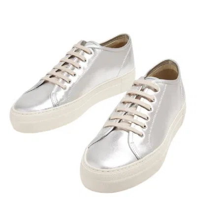 Common Projects Achilles Shiny Leather Sneakers In Silver