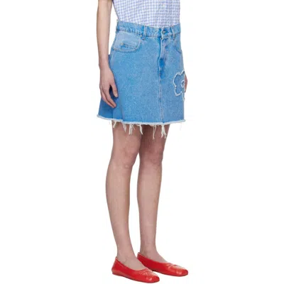 Marni Frayed Detailing Denim Skirt In Blue