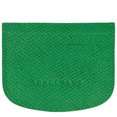 Longchamp Epure Leather Card Holder In Green