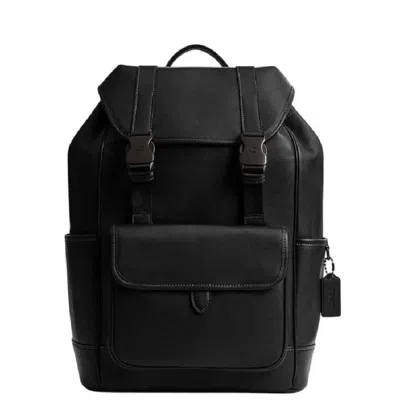 Coach League Flap Leather Backpack In Gray
