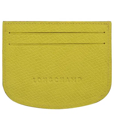 Longchamp Epure Leather Card Holder In Yellow