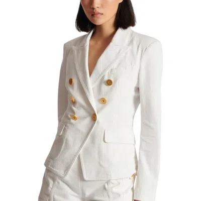 Balmain 6-button Double-breasted Denim Blazer In White
