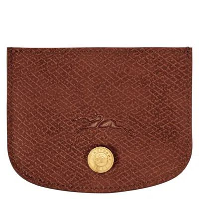 Longchamp Epure Leather Card Holder In Brown