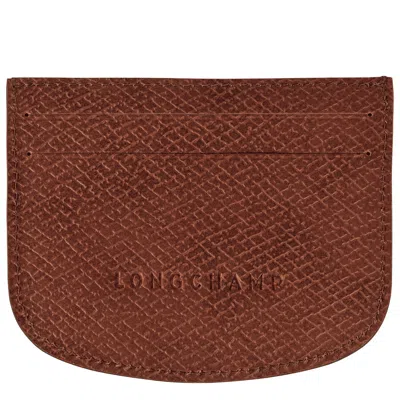 Longchamp Epure Leather Card Holder In Brown