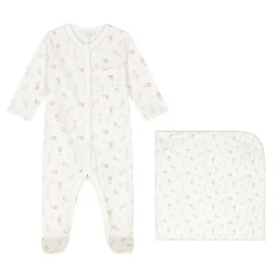 Chloé Chloe Kids Floral Print Cotton Onesie Set In White