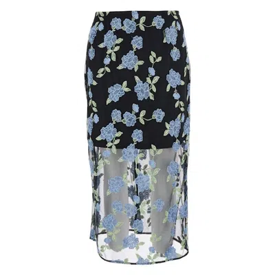 Rotate Birger Christensen Rotate Mesh Midi Pencil Skirt In Black