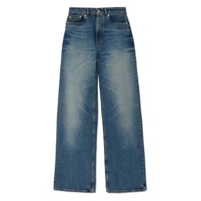 Kenzo Stretch Denim Ayame Wide Jeans In Blue