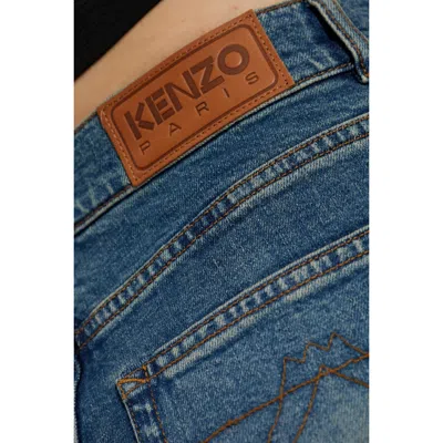 Kenzo Stretch Denim Ayame Wide Jeans In Blue