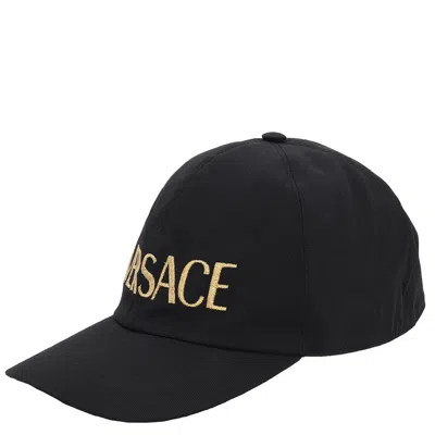 Versace Embroidered Logo Baseball Cap In Black