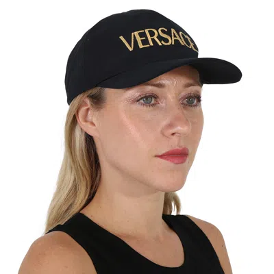 Versace Embroidered Logo Baseball Cap In Black