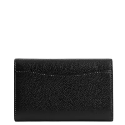 Coach Medium Flap Leather Wallet In Black