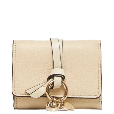 Chloé Chloe Mini Trifold Leather Wallet In Neutral