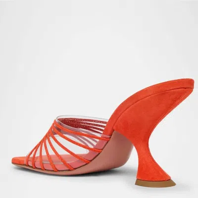 Amina Muaddi Mookie Suede Pvc Comma-heel Mules In Red