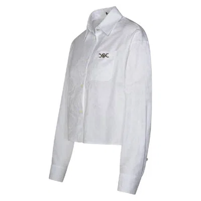 Versace Barocco Jacquard Cropped Shirt In White