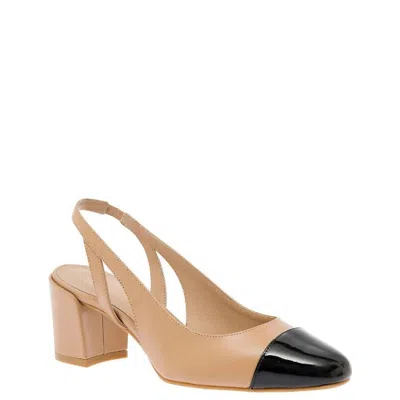 Stuart Weitzman Beige Slingback With Contrasting Toe In Black