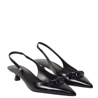 Stuart Weitzman Rosie 35 Leather Slingbacks In Black