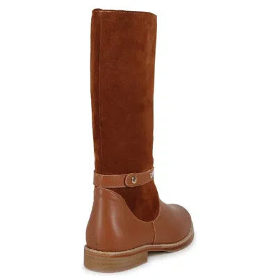 Chloé Chloe Logo Embossed Leather Boots In Brown