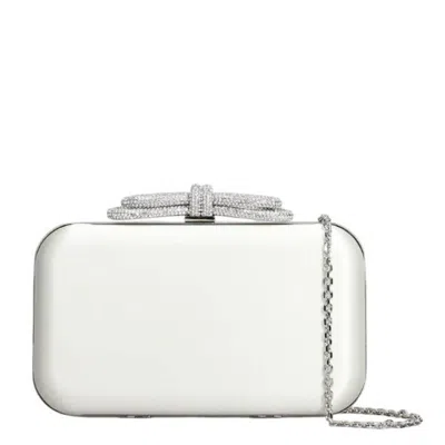 Mach&mach Mach & Mach Silk Clutch With Bow Detail In Silver