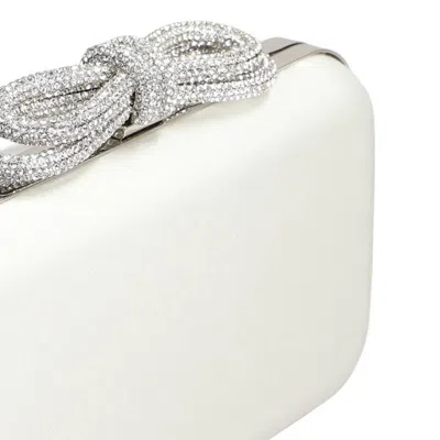 Mach&mach Mach & Mach Silk Clutch With Bow Detail In Silver