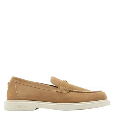 Versace Giuliano Biscuit-colored Suede Loafers In Multi