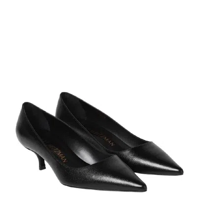 Stuart Weitzman Stuart Leather Kitten-heel Pumps In Black