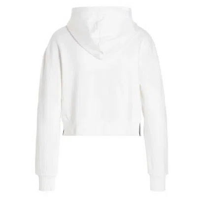 Balmain Cropped Cotton Flock Hoodie In White