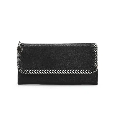 Stella Mccartney Falabella Continental Wallet- Black In Black