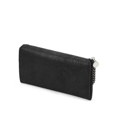 Stella Mccartney Falabella Continental Wallet- Black In Black