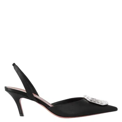Amina Muaddi Camelia 60 Crystal-embellished Metallic Tweed Slingback Pumps In Black