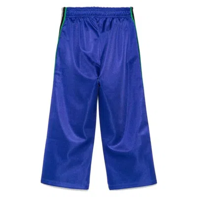 Young Versace Logo Embroidered Sweatpants In Blue