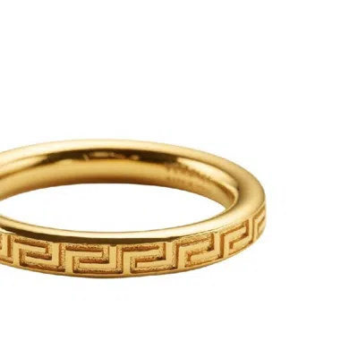 Versace Light Gold Greca Ring In Gold