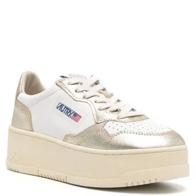 Autry Medalist Platform Leather Trainers In White